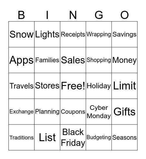 Holiday Bingo Card
