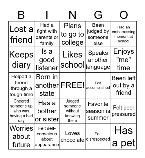 ASCEND BINGO Card