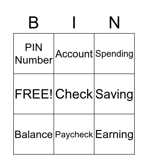 FIRST NATIONAL BANK Bingo Card