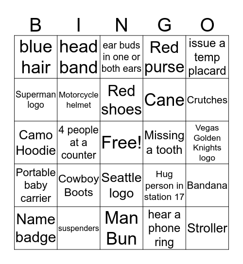 Blackout  101 Bingo Card