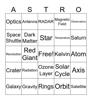 ASTRO Bingo! Bingo Card