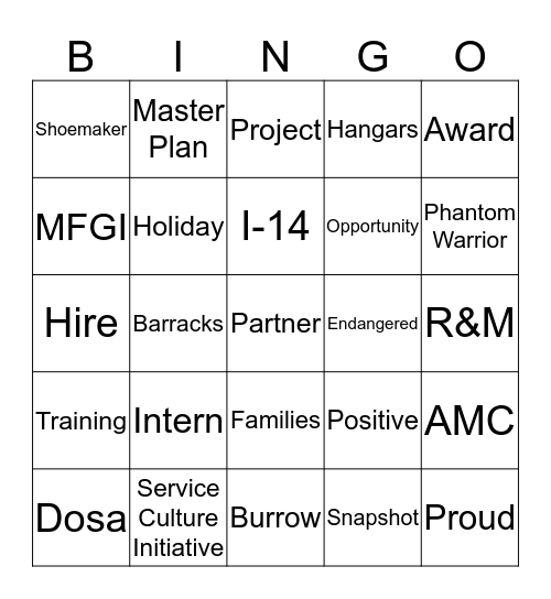 DPW Bingo Card