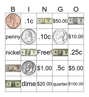 Money Bingo Card