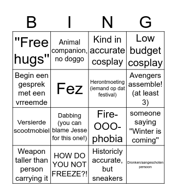 Castlefest Winter 2019 Bingo Card