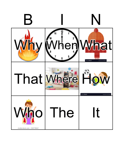 Question words Bingo Card