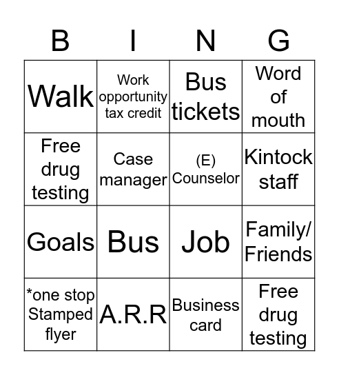 Employment Bingo Card