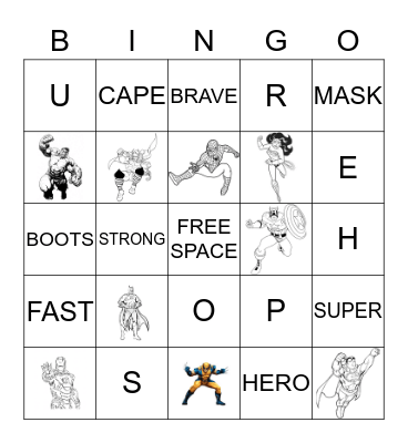 SUPERHERO BINGO Card