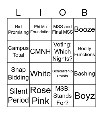 Workshop BINGO Card