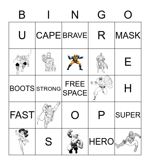 SUPERHERO BINGO Card