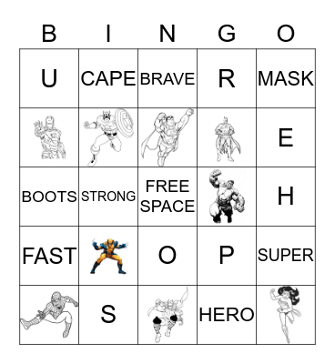 SUPERHERO BINGO Card