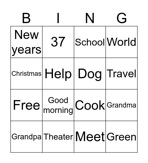 ASL bingo Card