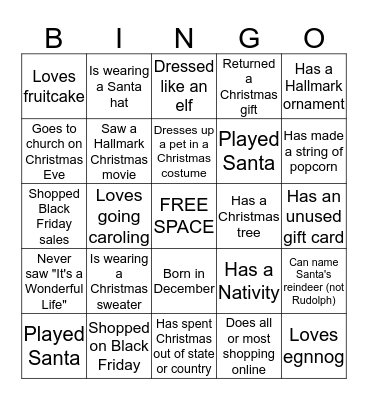 Christmas Get-to-Know You BINGO Card