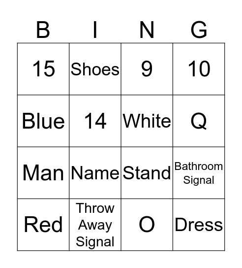 ASL Bingo Card