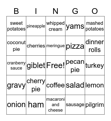 THANKSGIVING Bingo Card