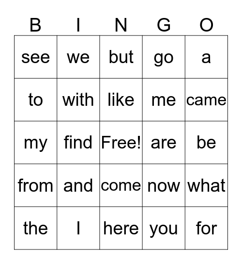 Kindergarten A Bingo Card