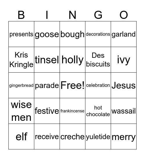 Christmas Bingo Card