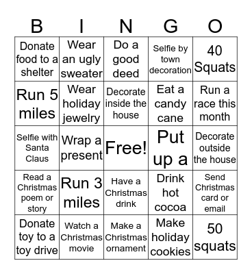 Coach Lori Christmas bingo Card