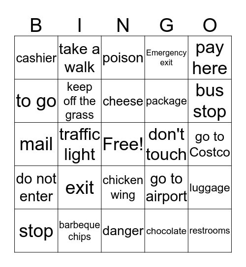 Alex Wu Vocab Bingo Card