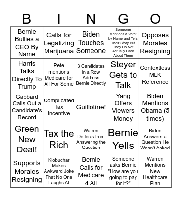DSA NTX Bernie Bingo! Bingo Card