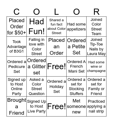Color Street Bingo Card