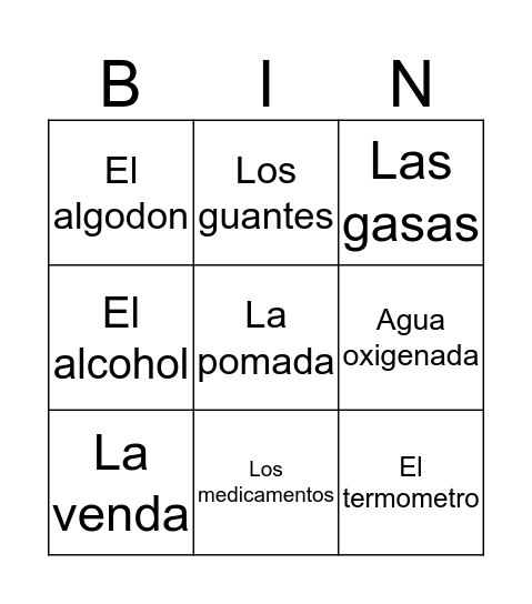 El Botiquin Bingo Card