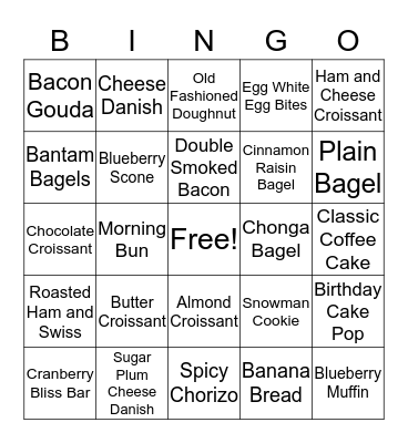 Food Sales Bingo! Bingo Card