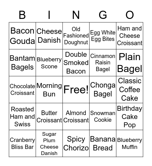 Food Sales Bingo! Bingo Card