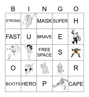 SUPERHERO BINGO Card