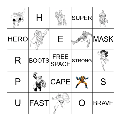 SUPERHERO BINGO Card