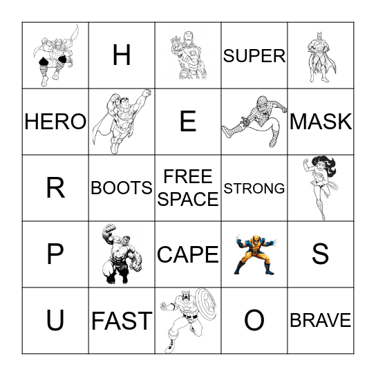 SUPERHERO BINGO Card