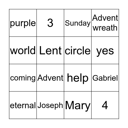 Advent Bingo ! Bingo Card