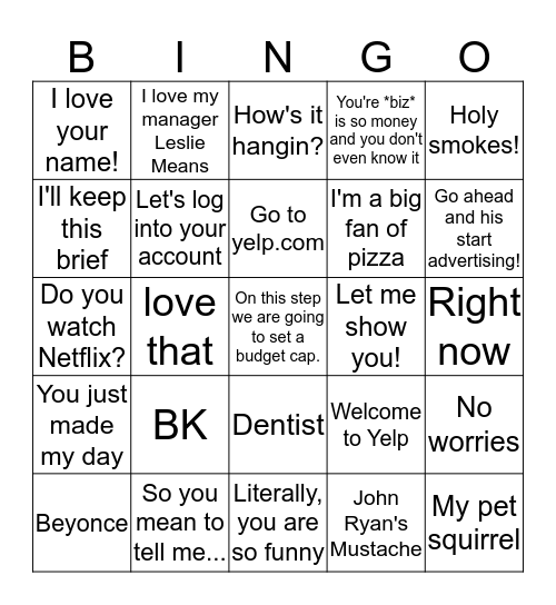 Notorious BIZ Bingo Card