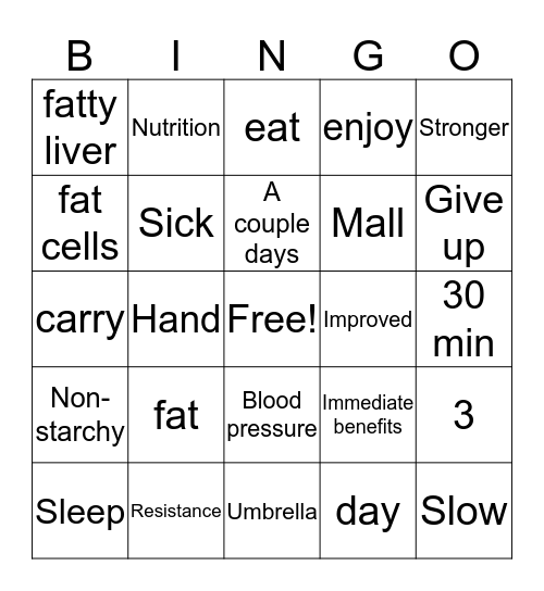 Holiday Balance Bingo Card