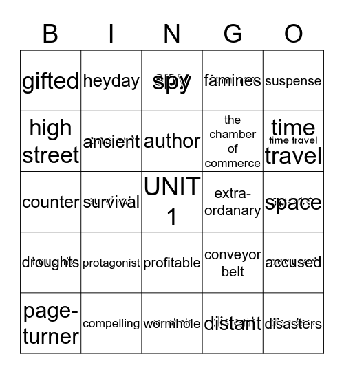 VOCABULARY Bingo Card