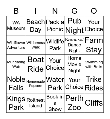 Graduation Celebration Adventures Bingo Card