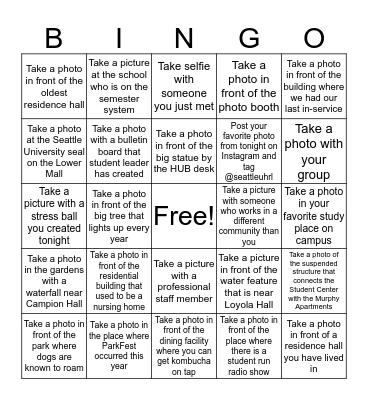 HRL Photo Scavenger Hunt Bingo Card
