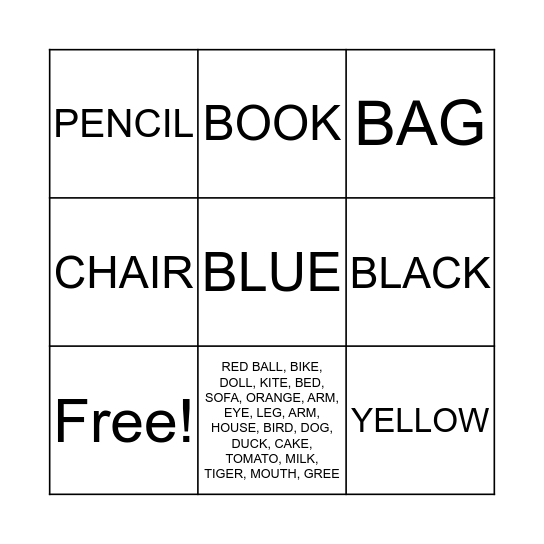 KID'S BOX Bingo Card