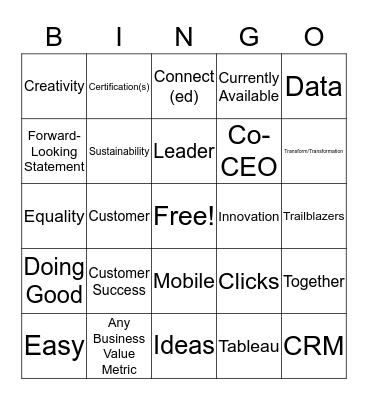 Dreamforce  Bingo Card