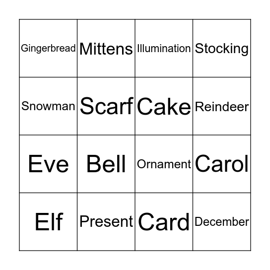 Christmas Bingo Card