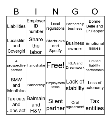 Business Bingo Card