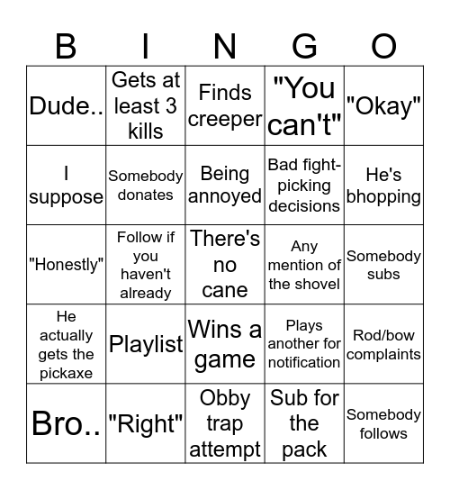 Jas Bingo! Bingo Card