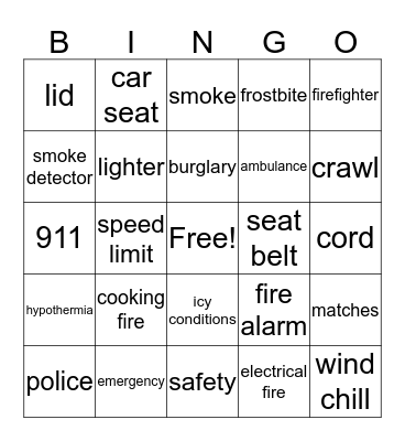 Safety Bingo Card