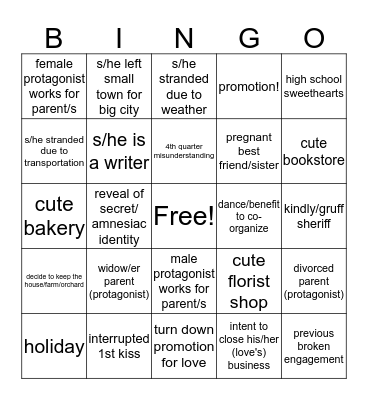 Hallmark Bingo Card