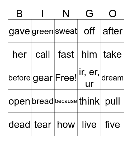 grade 5 Bingo Card