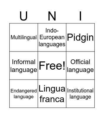 PT. 3 (Language) Bingo Card