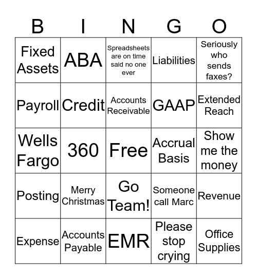 Accounting I Chapter 1 Bingo Card