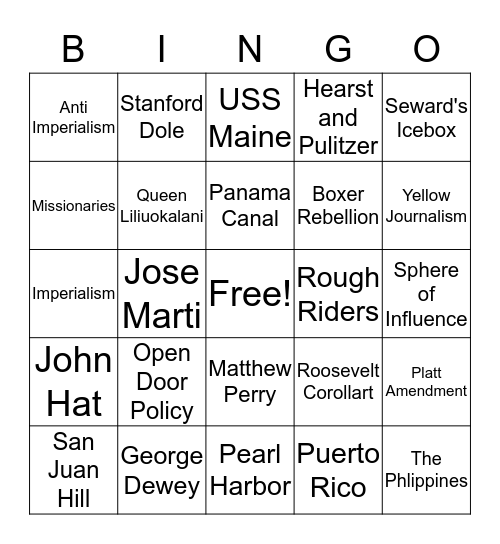 Imperialism Review Bingo Card