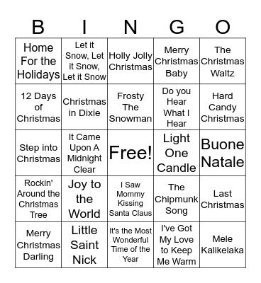 Holiday Cheer Bingo Card