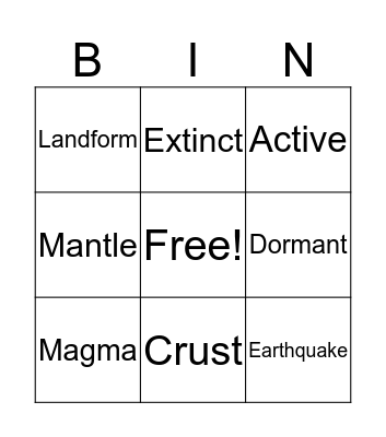 Vocabulary Bingo Card