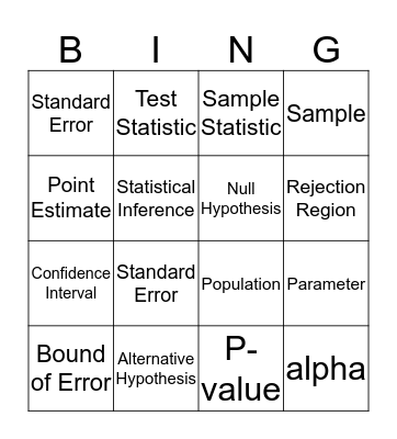 Statistics Final  Bingo Card